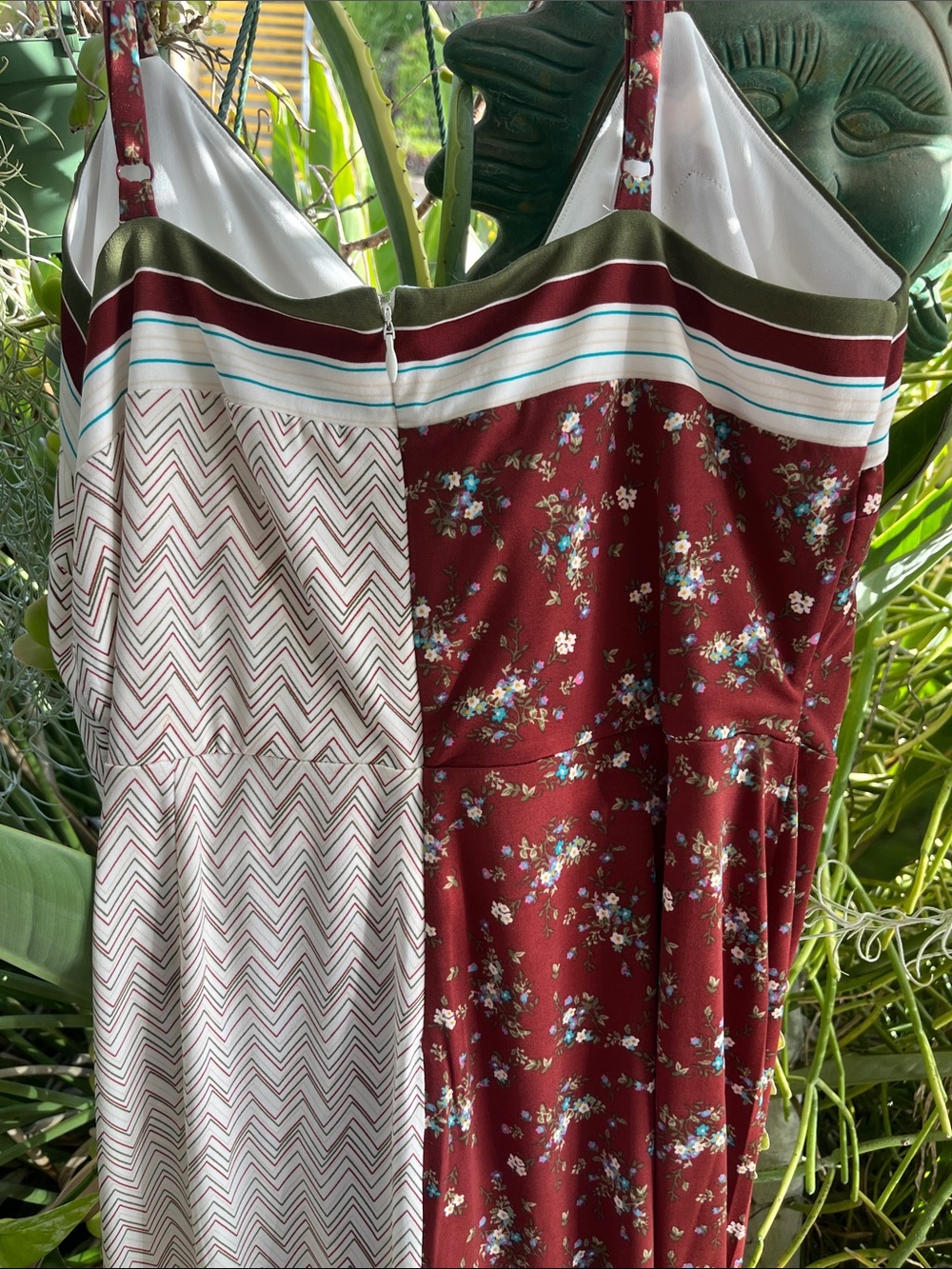 Cato Burgundy Floral & Stripe Summer Dress - Picture 7 of 7